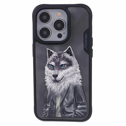 NIMMY For iPhone 15 Pro Cute Phone Case Embroidered Cartoon Pattern Cover