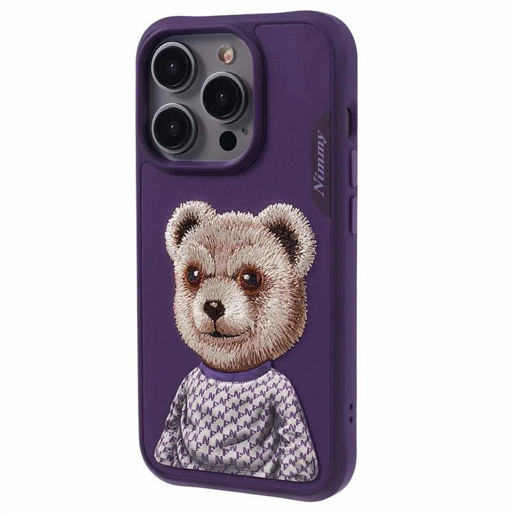 NIMMY For iPhone 15 Pro Max Phone Case Embroidered Animal Pattern Anti-slip Cover