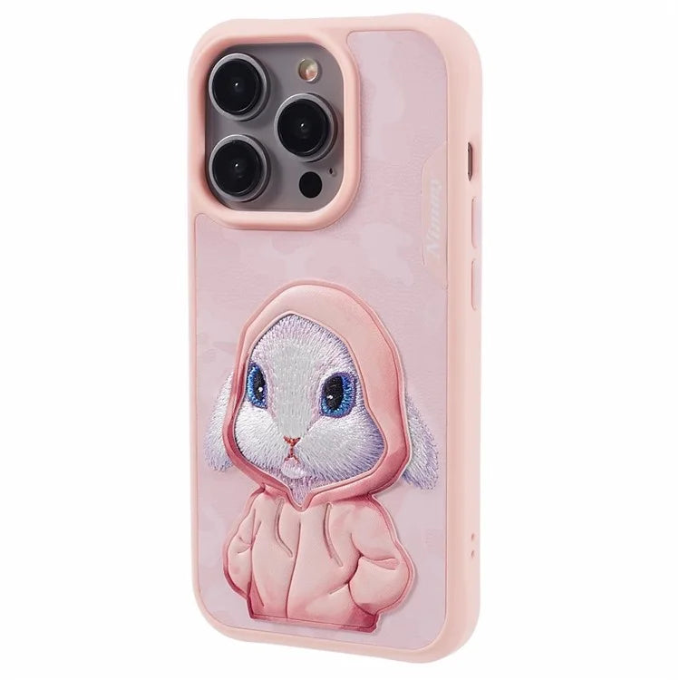 NIMMY For iPhone 15 Pro Max Phone Case Embroidered Animal Pattern Anti-slip Cover