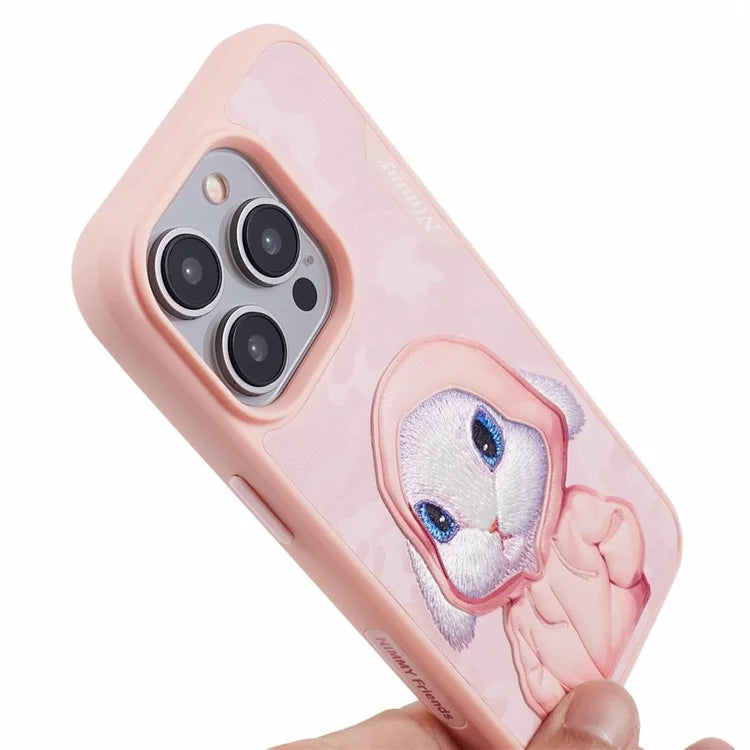 NIMMY For iPhone 15 Pro Max Phone Case Embroidered Animal Pattern Anti-slip Cover