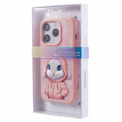 NIMMY For iPhone 15 Pro Max Phone Case Embroidered Animal Pattern Anti-slip Cover