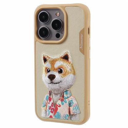 NIMMY For iPhone 15 Pro Max Phone Case Embroidered Animal Pattern Anti-slip Cover