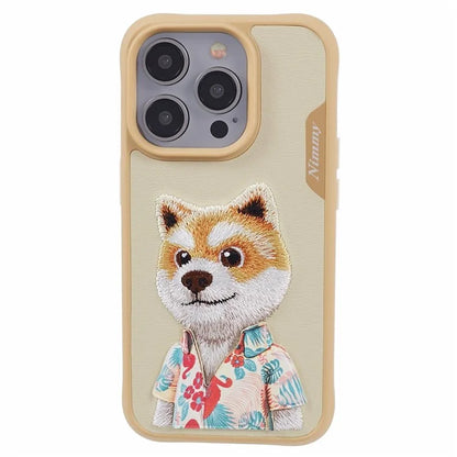NIMMY For iPhone 15 Pro Max Phone Case Embroidered Animal Pattern Anti-slip Cover