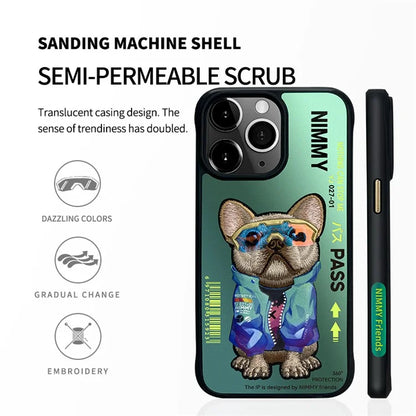 NIMMY For iPhone 15 Pro Max Back Cover Cool Patten Embroidered Phone Case