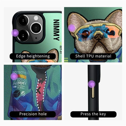 NIMMY For iPhone 15 Pro Max Back Cover Cool Patten Embroidered Phone Case