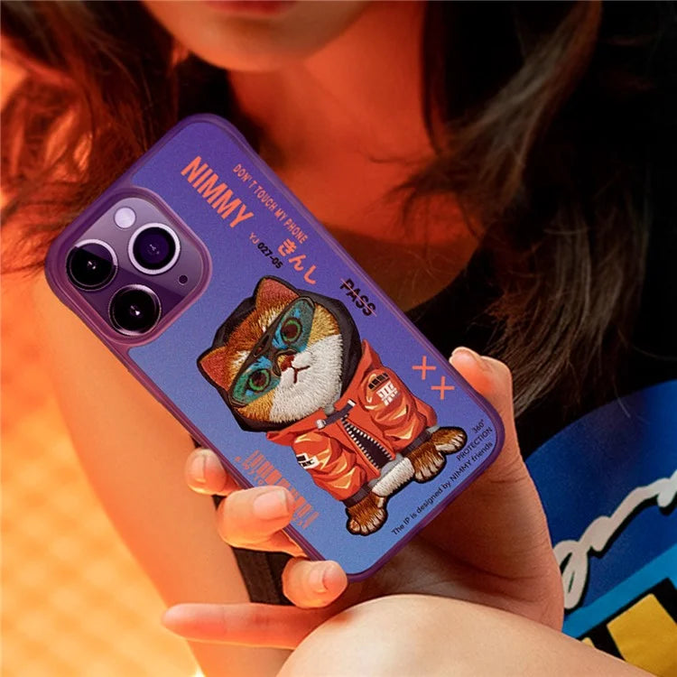 NIMMY For iPhone 15 Pro Max Back Cover Cool Patten Embroidered Phone Case
