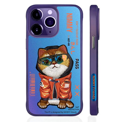 NIMMY For iPhone 15 Pro Max Back Cover Cool Patten Embroidered Phone Case