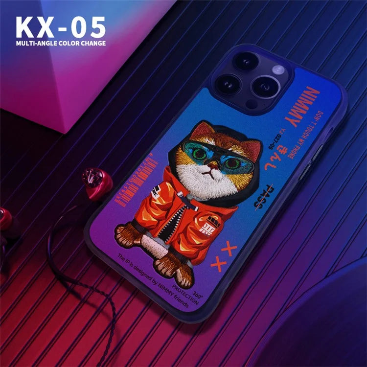 NIMMY For iPhone 15 Pro Max Back Cover Cool Patten Embroidered Phone Case