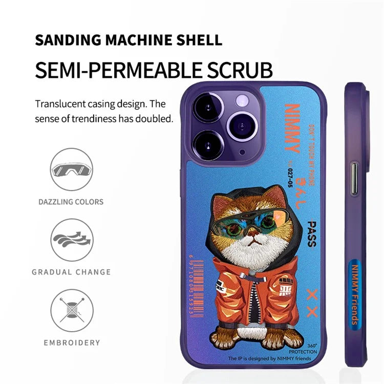 NIMMY For iPhone 15 Pro Embroidery Phone Case Anti-Scratch Cover