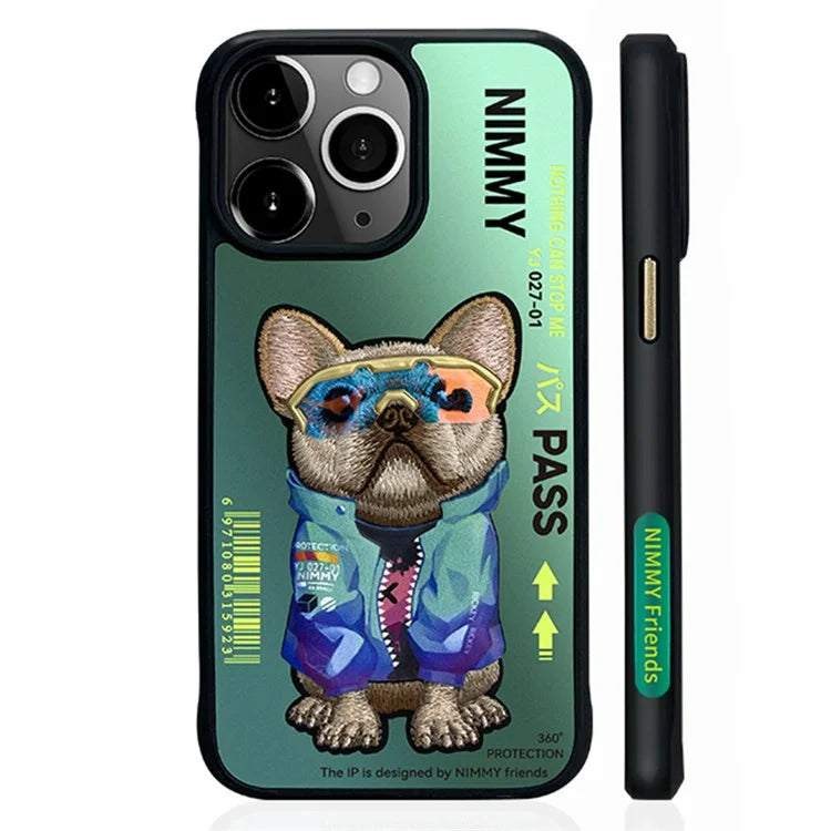 NIMMY For iPhone 15 Pro Embroidery Phone Case Anti-Scratch Cover