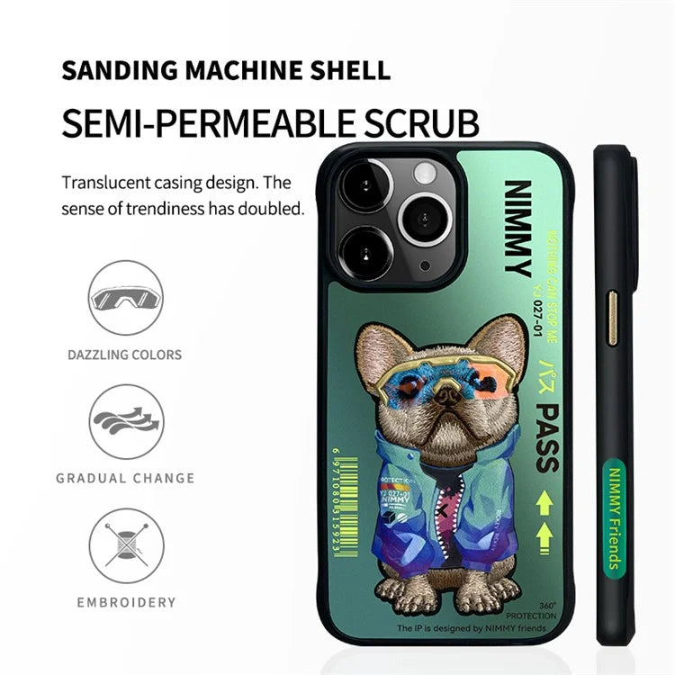NIMMY For iPhone 15 Pro Embroidery Phone Case Anti-Scratch Cover
