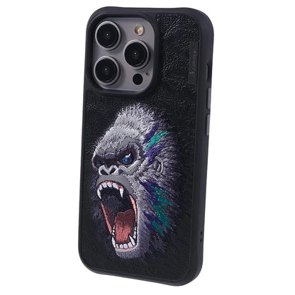 NIMMY For iPhone 15 Pro Max Embroidery Phone Case Animal Pattern Protective Cover