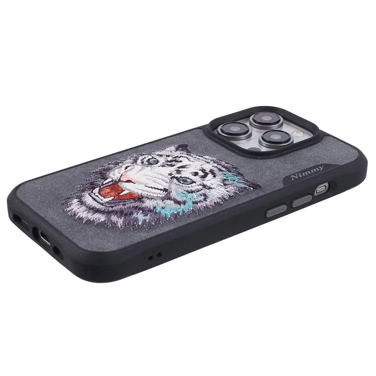 NIMMY For iPhone 15 Pro Max Embroidery Phone Case Animal Pattern Protective Cover