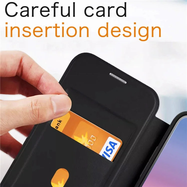 For iPhone 14 Plus Case TPU+Acrylic+PU RFID Blocking Cell Phone Cover with Card Holder