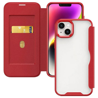 For iPhone 14 Plus Case TPU+Acrylic+PU RFID Blocking Cell Phone Cover with Card Holder