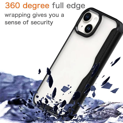 For iPhone 14 Case RFID Blocking TPU+Acrylic+PU Cover with Card Holder
