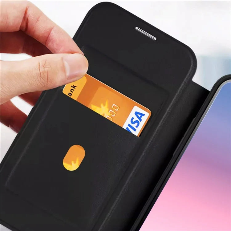 For iPhone 14 Case RFID Blocking TPU+Acrylic+PU Cover with Card Holder