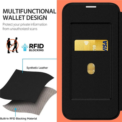 For iPhone 15 Plus Case PU Leather+TPU+Acrylic Card Slot Phone Protector