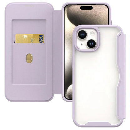 For iPhone 15 Plus Case PU Leather+TPU+Acrylic Card Slot Phone Protector