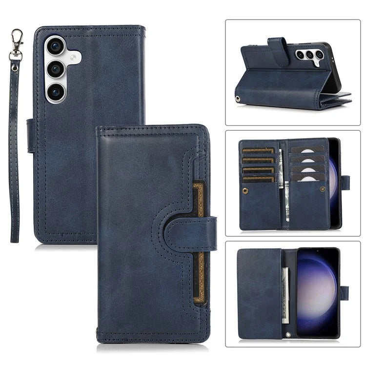 For Samsung Galaxy S24 Case Split Leather Folio Stand Multiple Card Slots Phone Cover