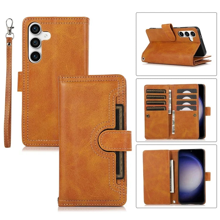 For Samsung Galaxy S24 Case Split Leather Folio Stand Multiple Card Slots Phone Cover