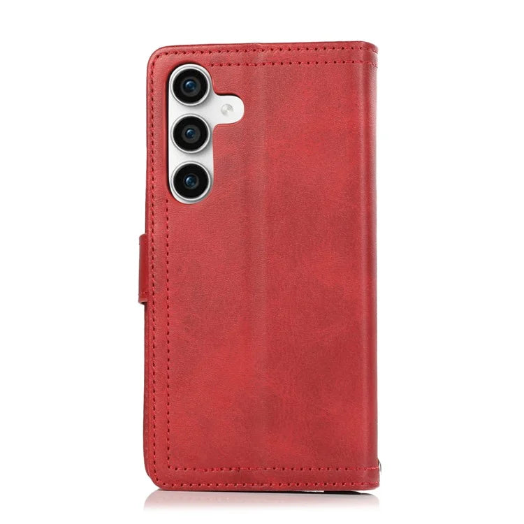 For Samsung Galaxy S24+ Cell Phone Cases Split Leather Stand Wallet Cover with Handy Strap