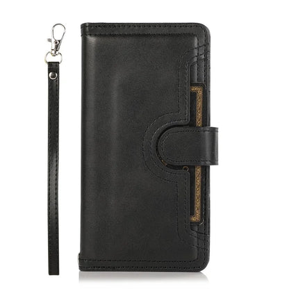 For Samsung Galaxy S24+ Cell Phone Cases Split Leather Stand Wallet Cover with Handy Strap