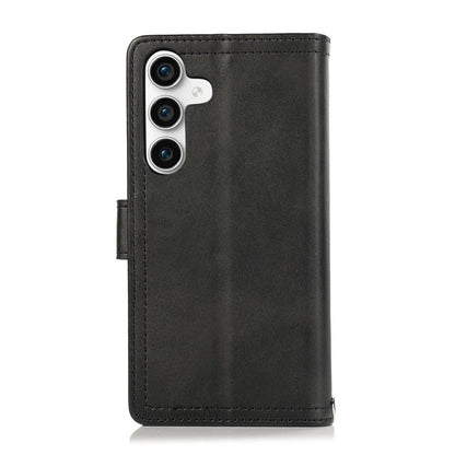 For Samsung Galaxy S24+ Cell Phone Cases Split Leather Stand Wallet Cover with Handy Strap