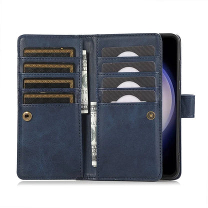 For Samsung Galaxy S24+ Cell Phone Cases Split Leather Stand Wallet Cover with Handy Strap