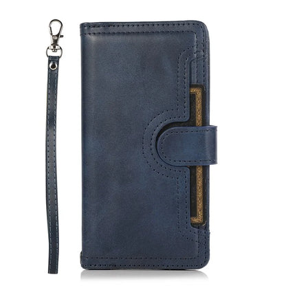 For Samsung Galaxy S24+ Cell Phone Cases Split Leather Stand Wallet Cover with Handy Strap