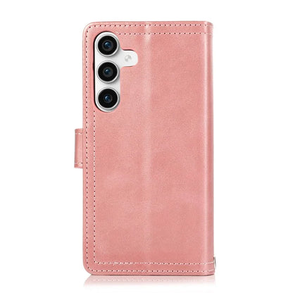 For Samsung Galaxy S24+ Cell Phone Cases Split Leather Stand Wallet Cover with Handy Strap