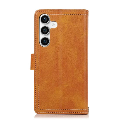 For Samsung Galaxy S24+ Cell Phone Cases Split Leather Stand Wallet Cover with Handy Strap
