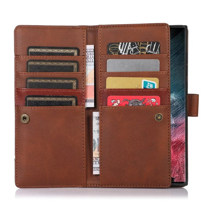 For Samsung Galaxy S24 Ultra Case Split Leather Magnetic Wallet Phone Protector with Wrist Strap