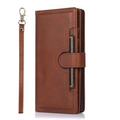For Samsung Galaxy S24 Ultra Case Split Leather Magnetic Wallet Phone Protector with Wrist Strap