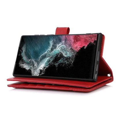 For Samsung Galaxy S24 Ultra Case Split Leather Magnetic Wallet Phone Protector with Wrist Strap
