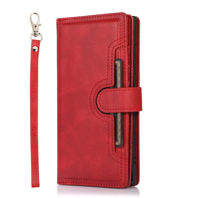 For Samsung Galaxy S24 Ultra Case Split Leather Magnetic Wallet Phone Protector with Wrist Strap