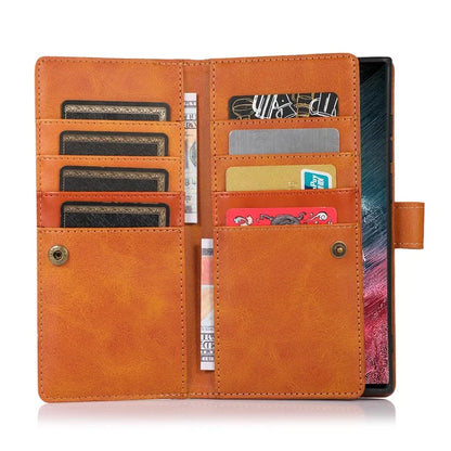 For Samsung Galaxy S24 Ultra Case Split Leather Magnetic Wallet Phone Protector with Wrist Strap