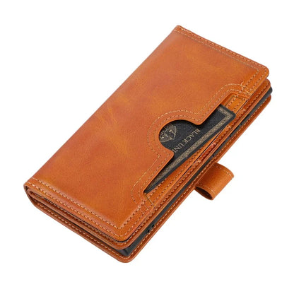 For Samsung Galaxy S24 Ultra Case Split Leather Magnetic Wallet Phone Protector with Wrist Strap