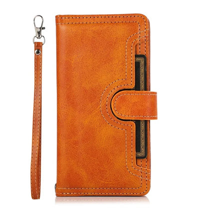 For Samsung Galaxy S24 Ultra Case Split Leather Magnetic Wallet Phone Protector with Wrist Strap