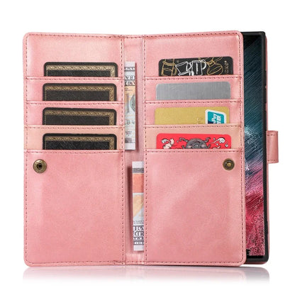 For Samsung Galaxy S24 Ultra Case Split Leather Magnetic Wallet Phone Protector with Wrist Strap