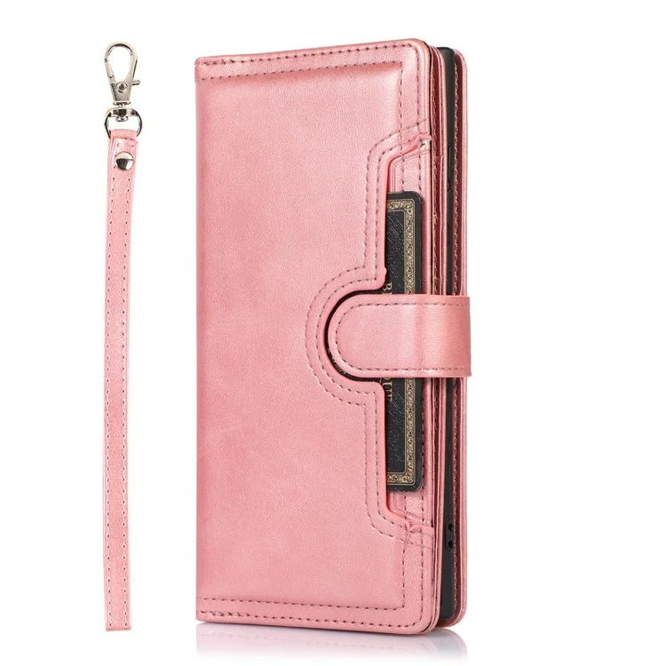 For Samsung Galaxy S24 Ultra Case Split Leather Magnetic Wallet Phone Protector with Wrist Strap