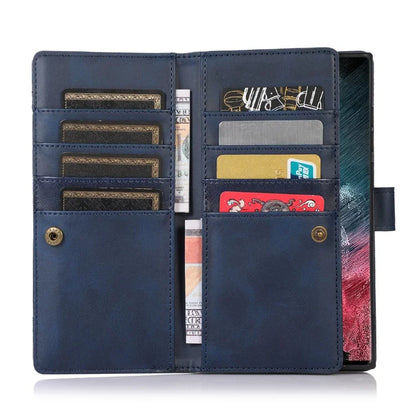 For Samsung Galaxy S24 Ultra Case Split Leather Magnetic Wallet Phone Protector with Wrist Strap