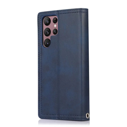 For Samsung Galaxy S24 Ultra Case Split Leather Magnetic Wallet Phone Protector with Wrist Strap