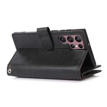 For Samsung Galaxy S24 Ultra Case Split Leather Magnetic Wallet Phone Protector with Wrist Strap