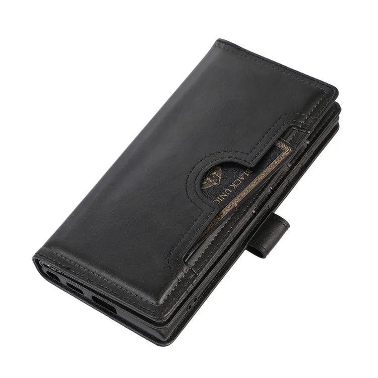 For Samsung Galaxy S24 Ultra Case Split Leather Magnetic Wallet Phone Protector with Wrist Strap
