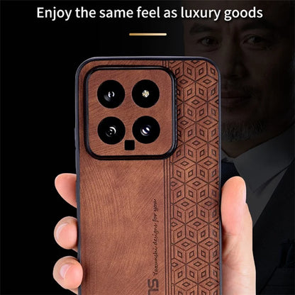 AZNS For Xiaomi 14 Case Imprinted PU Leather Coated TPU Phone Back Cover