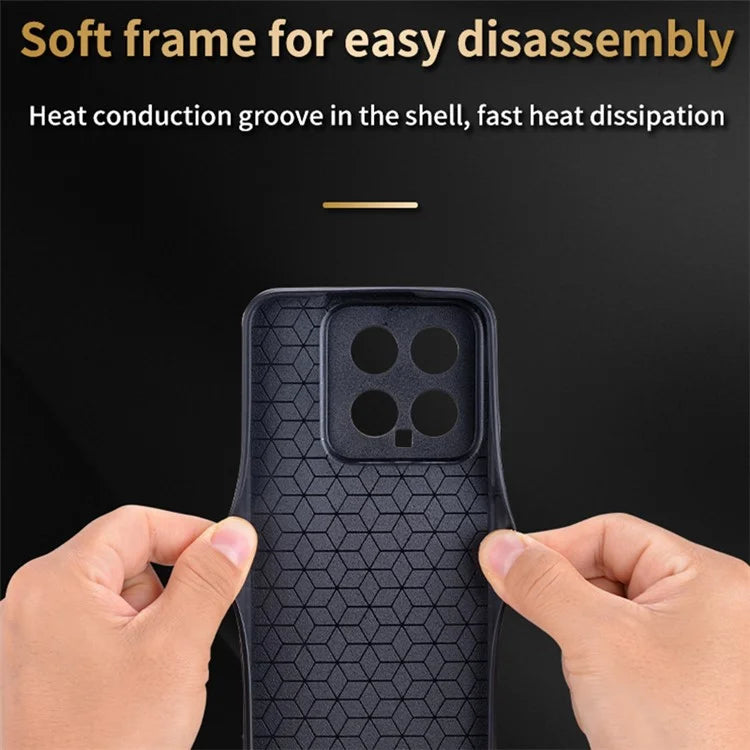 AZNS For Xiaomi 14 Case Imprinted PU Leather Coated TPU Phone Back Cover