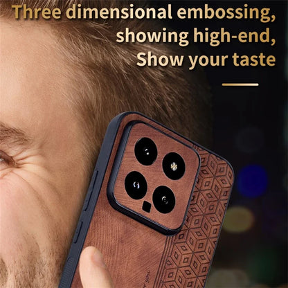 AZNS For Xiaomi 14 Case Imprinted PU Leather Coated TPU Phone Back Cover