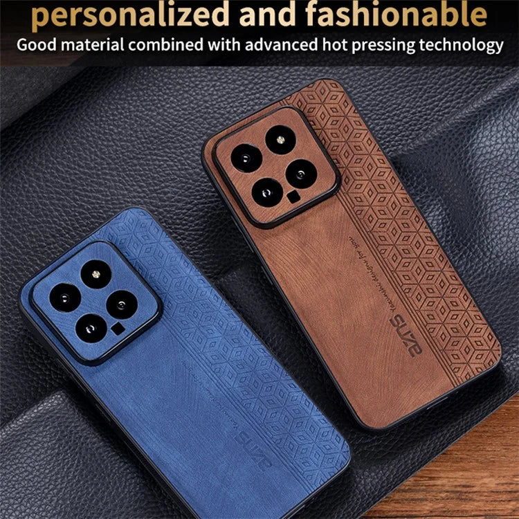 AZNS For Xiaomi 14 Case Imprinted PU Leather Coated TPU Phone Back Cover
