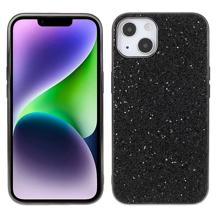 For iPhone 14 Plus Case Electroplating Frame Glitter Sequins Phone Cover